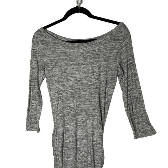 James Perse Gray Melange Short Casual Boat Neck Dress Skinny Heathered Size 0 - Picture 10 of 11